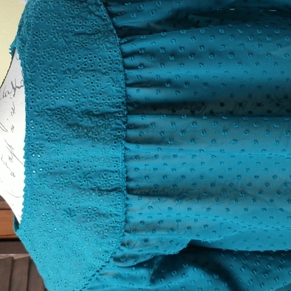 Matilda Jane blue green boho peasant top Woman's Size S NWOT - Picture 9 of 10